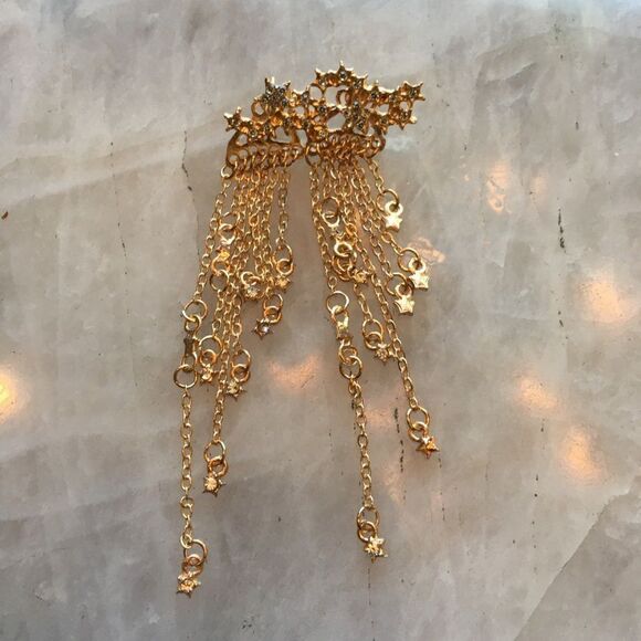 GOLD STARS on a Stud w The Dangling Stars Behind! - Picture 1 of 12